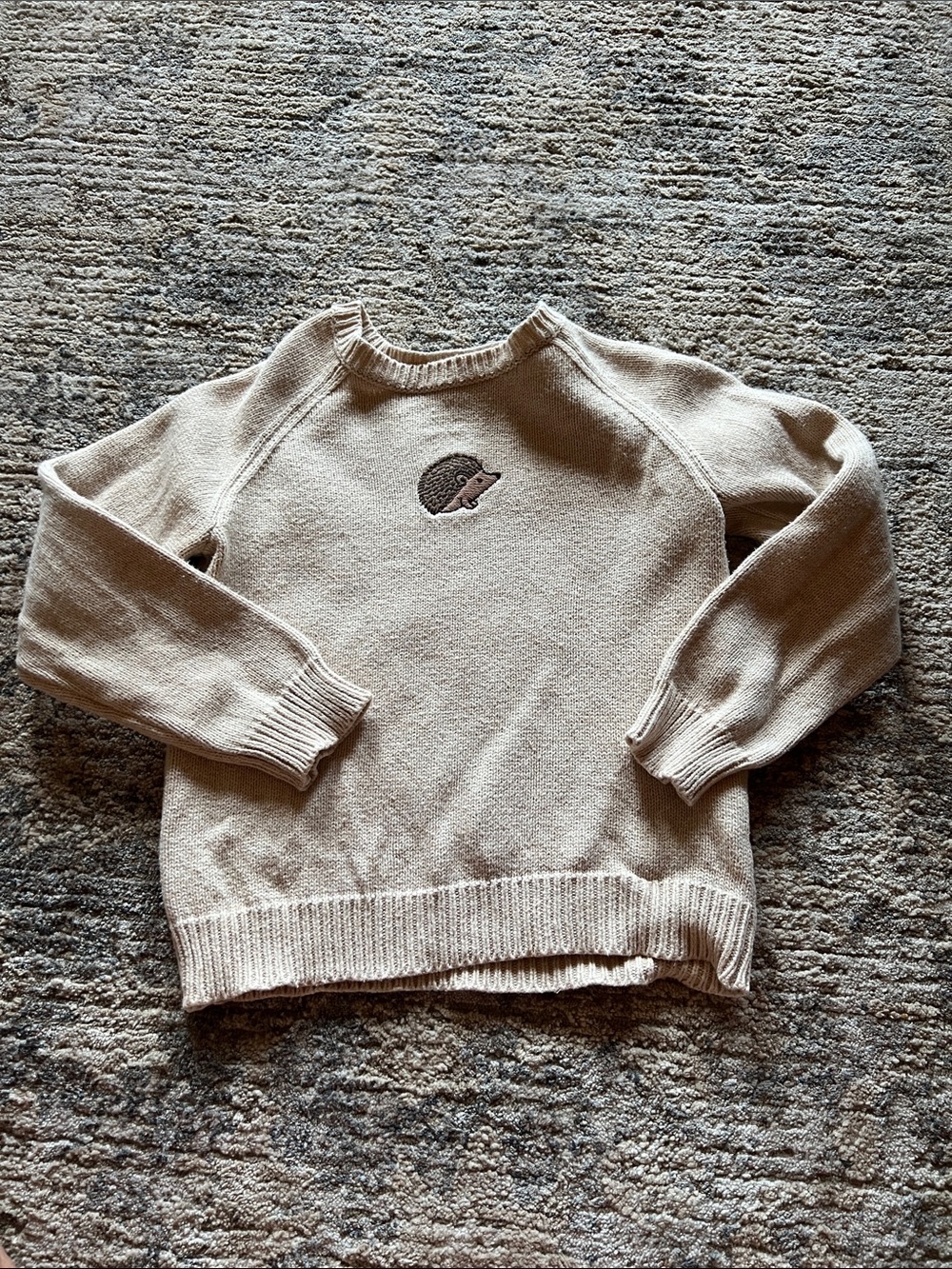 Jamie Kay Cream Crewneck Sweater with Hedgehog Embroidery
